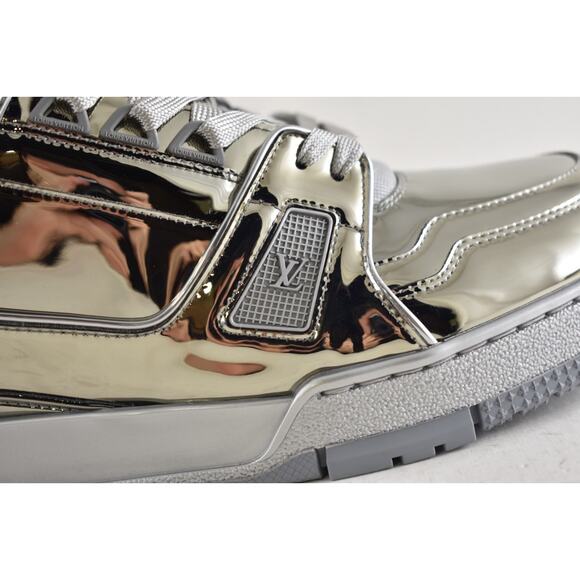 Louis Vuitton Chrome Metallic Mirror Silver Low Top Trainer Sneaker UK 9 US10 11 - Picture 8 of 16